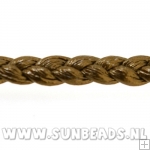 Gevlochten pu leer 4mm plat (brons)