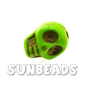 Turquoise kraal skull 10mm (groen) - Klik op de afbeelding om het venster te sluiten