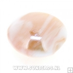 Glaskraal rond plat swirl (bruin)