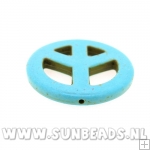 Turquoise kraal peaceteken 34mm (turquoise)