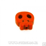 Turquoise kraal skull 14mm (oranje)