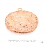 Metalen bedel munt 30mm (rosegoud)