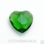 Facet kraal hart 34x32mm (groen)