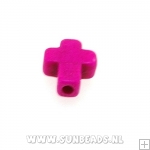 Turquoise kraal kruis 8x10mm (roze)