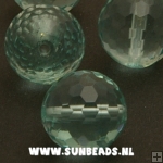 Glaskraal rond facet (aqua)