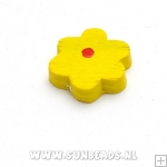 Houten kraal bloem (geel)
