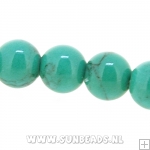 Halfedelsteen rond 6mm (turquoise geaderd)