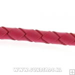 Gevlochten leerveter 5mm, 3mtr (roze)