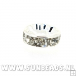 Metalen spacer met strass (zilver)