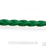 Gevlochten pu leer 4mm plat (groen)