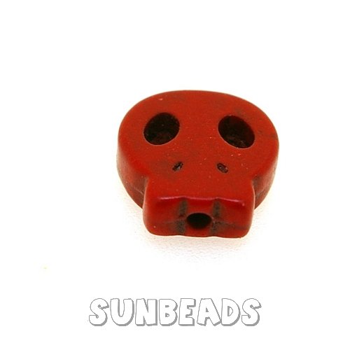 Turquoise kraal skull 14mm (rood) - Klik op de afbeelding om het venster te sluiten