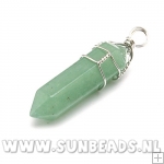 Halfedelsteen hanger met draad kapje (jade)