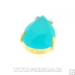 Rijgkastje met druppel facet kraal 10x13mm (turquoise)