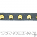 Suede veter met studs 6mm (donkergrijs)