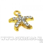 Metalen bedel zeester met strass (goud)