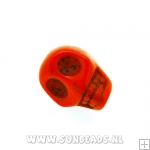 Turquoise kraal skull 14mm (oranje)