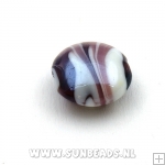 Glaskraal rond plat swirl (paars)