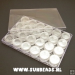 Doosje met 24 afsluitbare kokers, transparant (1 set) Doosje met 24 afsluitbare kokers, transparant (1 set)