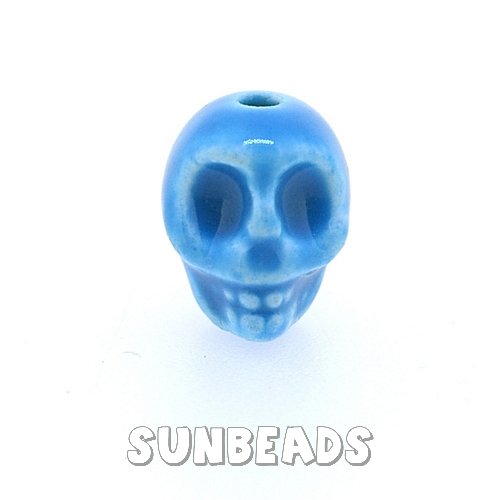 Keramiek kraal skull (blauw) - Klik op de afbeelding om het venster te sluiten
