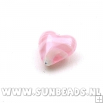 Glaskraal swirl hart (wit/roze)