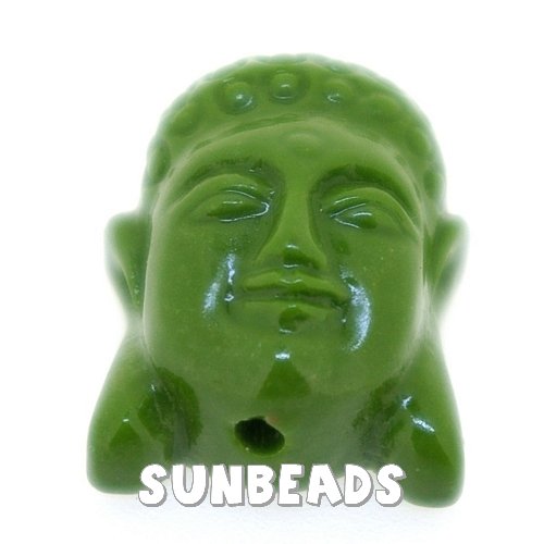 Resin kraal buddha 28mm (legergroen) - Klik op de afbeelding om het venster te sluiten