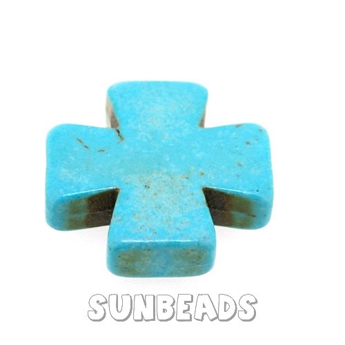 Turquoise kraal kruis 24mm (turquoise) - Klik op de afbeelding om het venster te sluiten