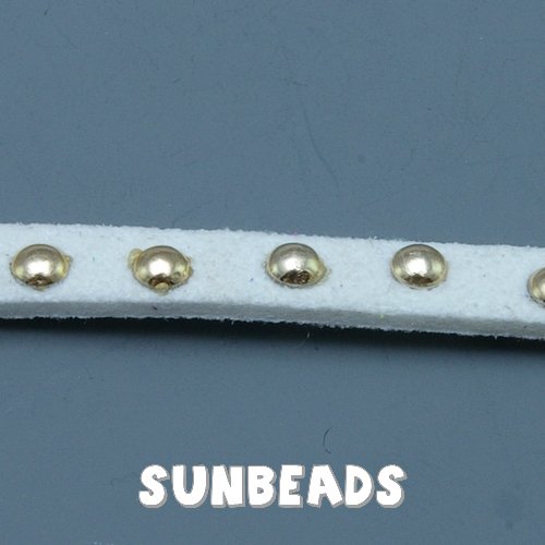 Suede veter met studs 6mm (wit) - Klik op de afbeelding om het venster te sluiten