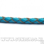 Gevlochten leerveter 3mm, 3mtr (turquoise)