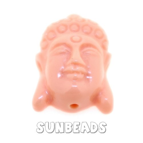 Resin kraal buddha 24mm (zachtroze) - Klik op de afbeelding om het venster te sluiten