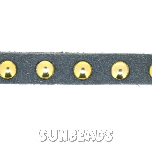 Suede veter met studs 6mm (donkergrijs) - Klik op de afbeelding om het venster te sluiten