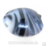 Glaskraal rond plat swirl (zwart)