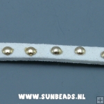 Suede veter met studs 6mm (wit)