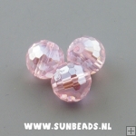 Facet kraal rond 12mm (roze)