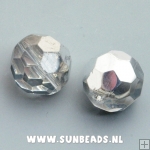Facet kraal rond 8mm (zilver/crystal)