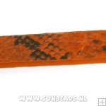 Plat pu leer snake print (oranje/zwart)