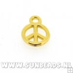 Metalen bedel peace 8mm (goud)