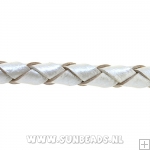 Gevlochten leerveter 5mm, 3mtr (zilver)