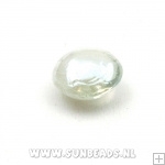 Glaskraal swirl rond plat (wit)