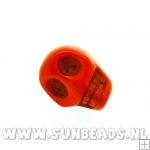 Turquoise kraal skull 14mm (oranje)