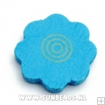 Houten kraal bloem (blauw)