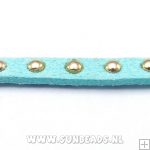 Suede veter met studs 6mm (lichtblauw)