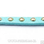 Suede veter met studs 6mm (lichtblauw)