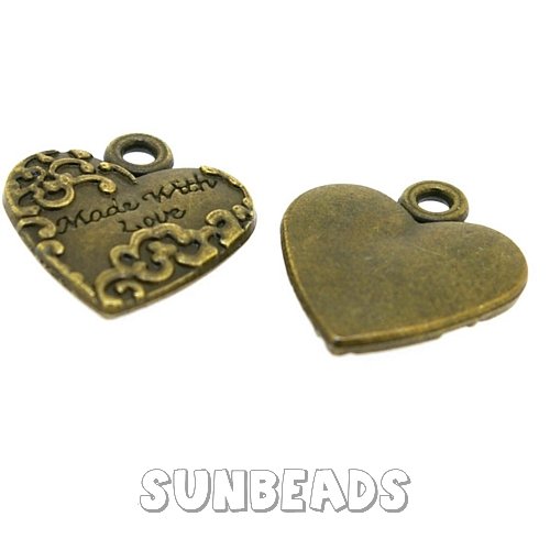 Metalen bedel hart 20mm made with love (oudgoud) - Klik op de afbeelding om het venster te sluiten