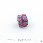 Fimo kraal blokje 8mm (rood)