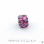 Fimo kraal blokje 8mm (rood)