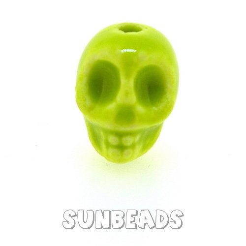 Keramiek kraal skull (lime) - Klik op de afbeelding om het venster te sluiten