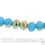 Facetkraal 4x3mm (turquoise/goud)