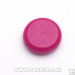 Houten kraal plat rond (fuchsia)