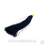 Kwastje satijndraad 90mm donkerblauw met gouden kapje Kwastje satijndraad 90mm donkerblauw met gouden kapje