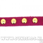 Suede veter met studs 6mm (fuchsia)